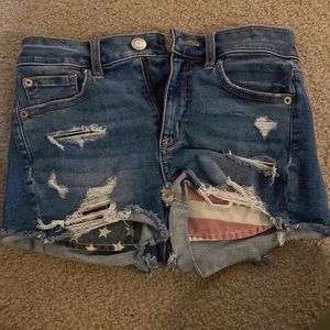 American Eagle Sz 2 Next Level Stretch Hi-Rise Shortie. Medium blue.